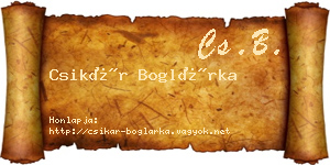 Csikár Boglárka névjegykártya