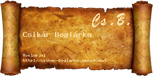 Csikár Boglárka névjegykártya